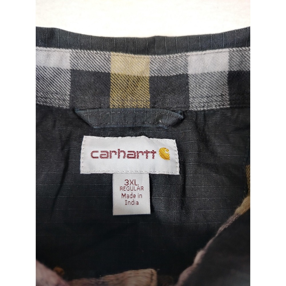 Carhartt Jacket Mens 3XL Black Canvas Shirt Jac Flannel Lined Workwear Ripstop - Picture 3 of 16